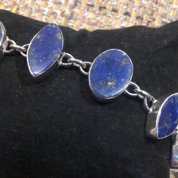 Lapis Lazuli Sterling Silver Southwestern Toggle Bracelet - Picture 7 of 9